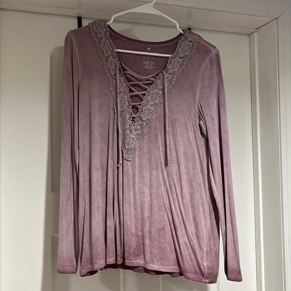 NWOT American Eagle Soft & Sexy Tie Up Long Sleeve Top - Picture 1 of 3